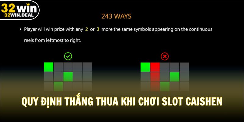 Quy định thắng thua khi chơi Slot Caishen